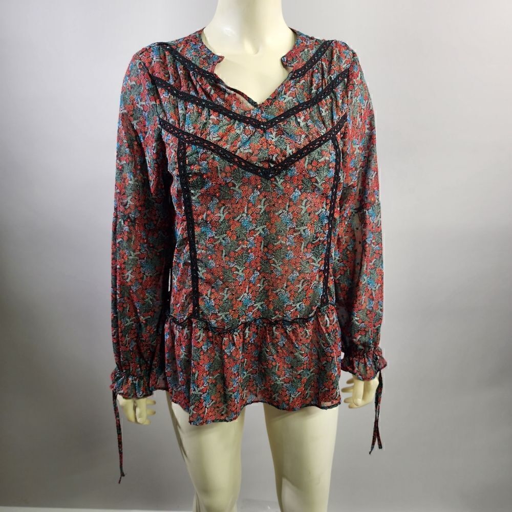 Matilda Jane Floral Long Sleeve Top - Red and Blue